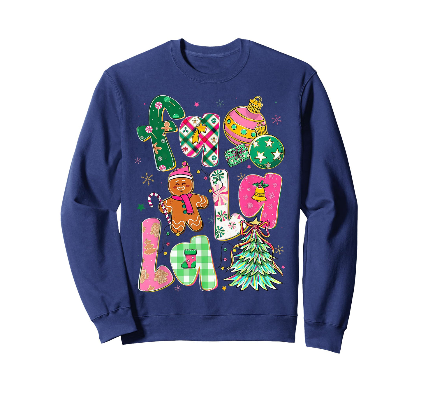 Colorful Falala Christmas Tree Preppy Holiday Design T-Shirt
