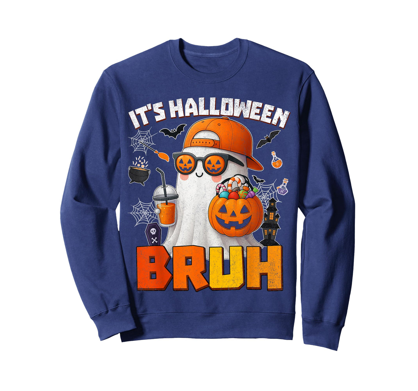 Its Halloween Bruh Boo Ghost Pumpkin Costume Boys Kids Mens T-Shirt