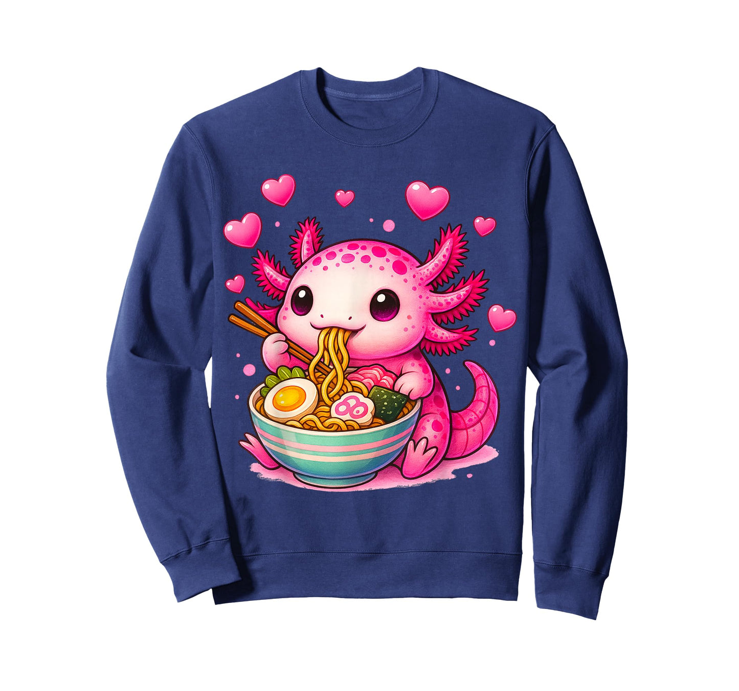 Cute Axolotl Ramen Anime Graphic Tees Kawaii Teen Girls Kids T-Shirt