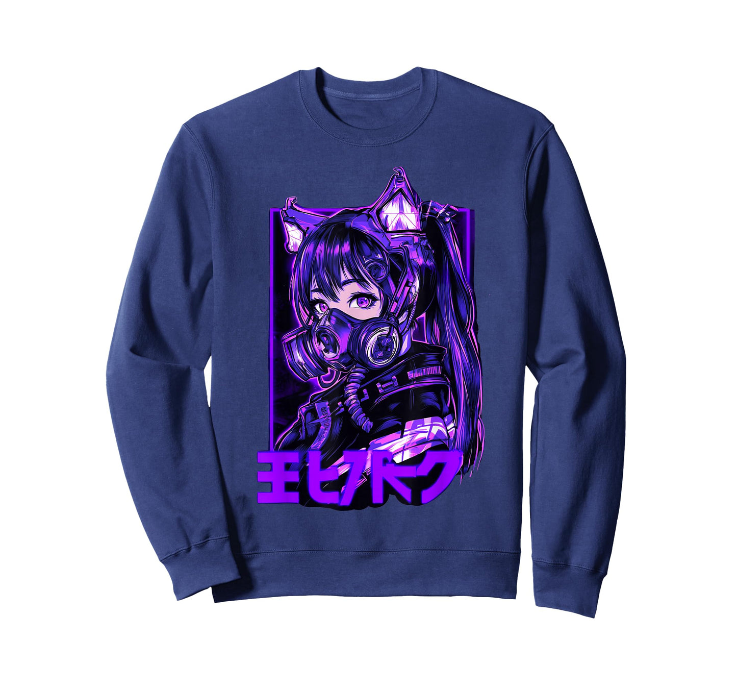 Futuristic Anime Catgirl Warrior Mask Cyberpunk Look T-Shirt