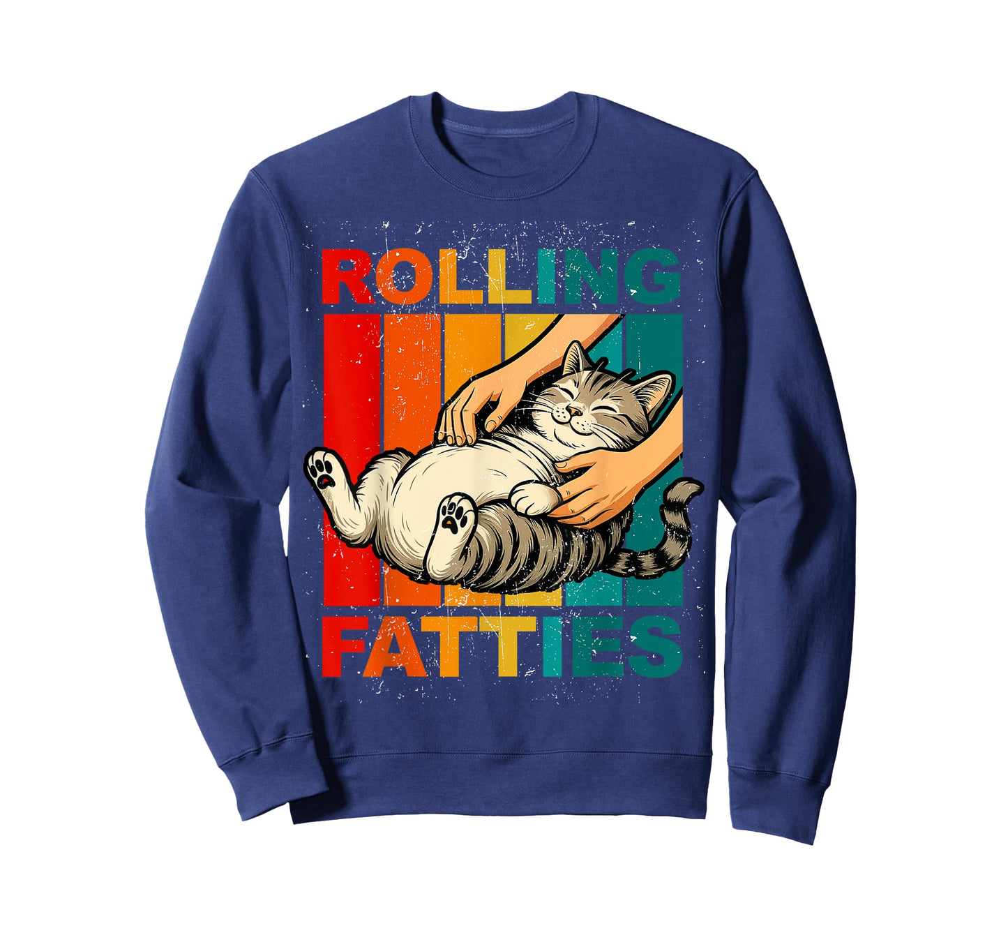 Funny Rolling Fatties Cat Vintage Cartoon Mens Womens Kids T-Shirt