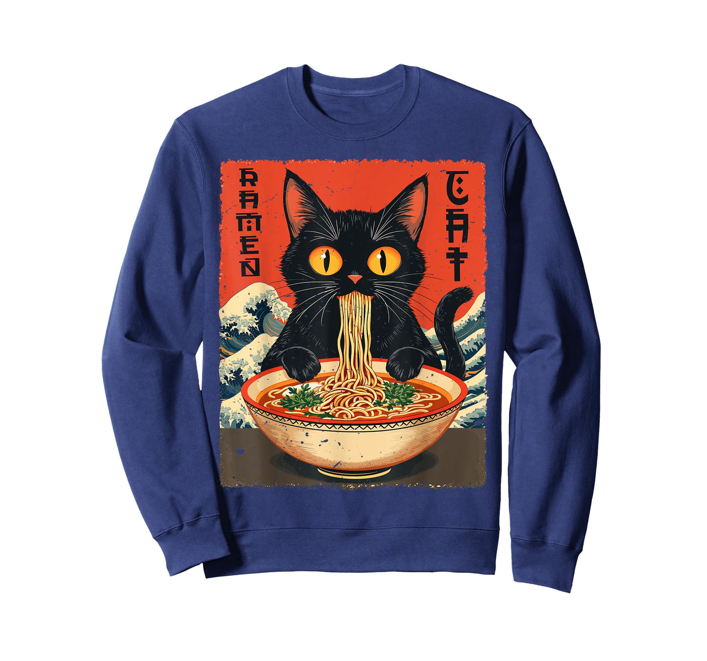 Cat Eating Ramen Noodles Japanese Kawaii Anime T-Shirt
