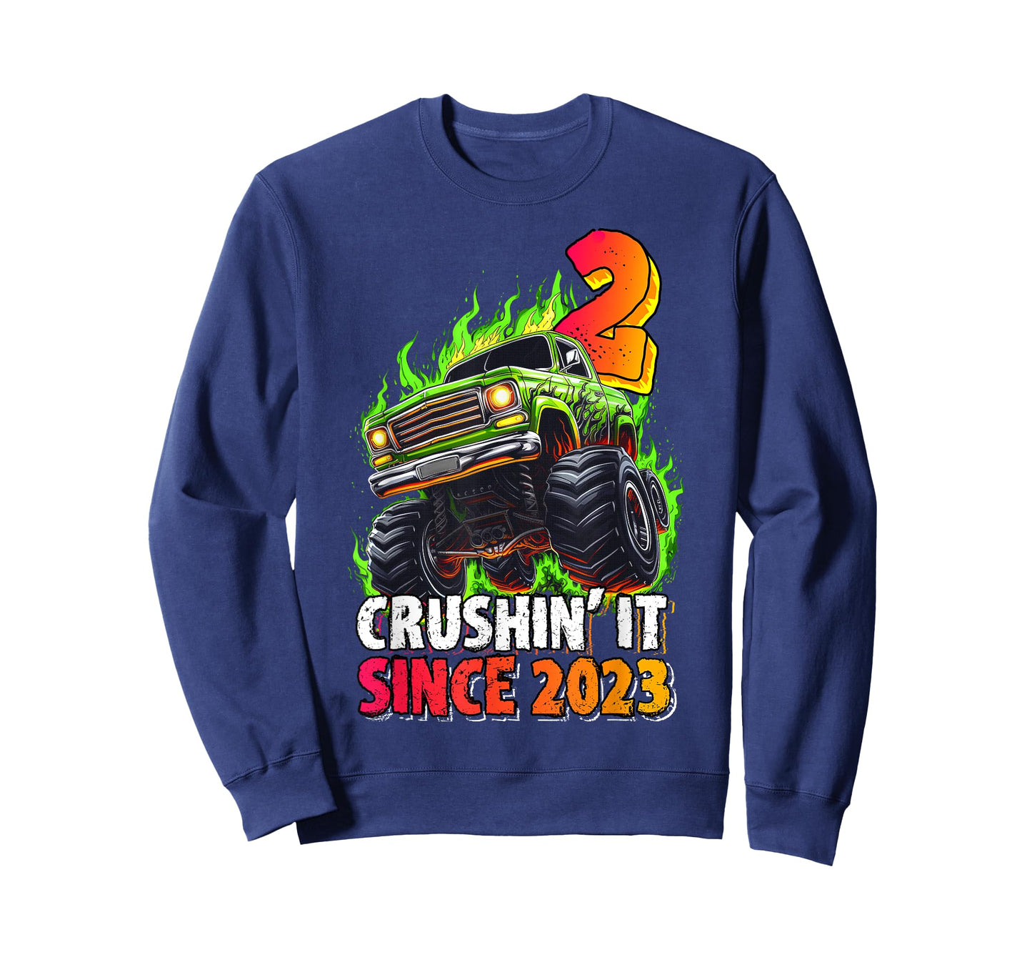Birthday Monster Truck 2 Year Old Boys 2nd Party Born 2023 T-Shirt