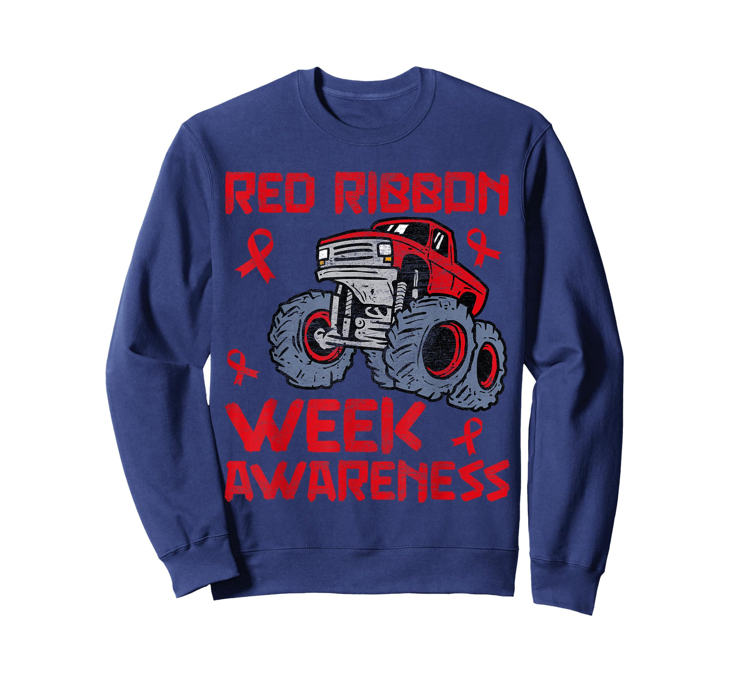 Red Ribbon Week Awareness Monster Truck Toddler Teens Kids T-Shirt