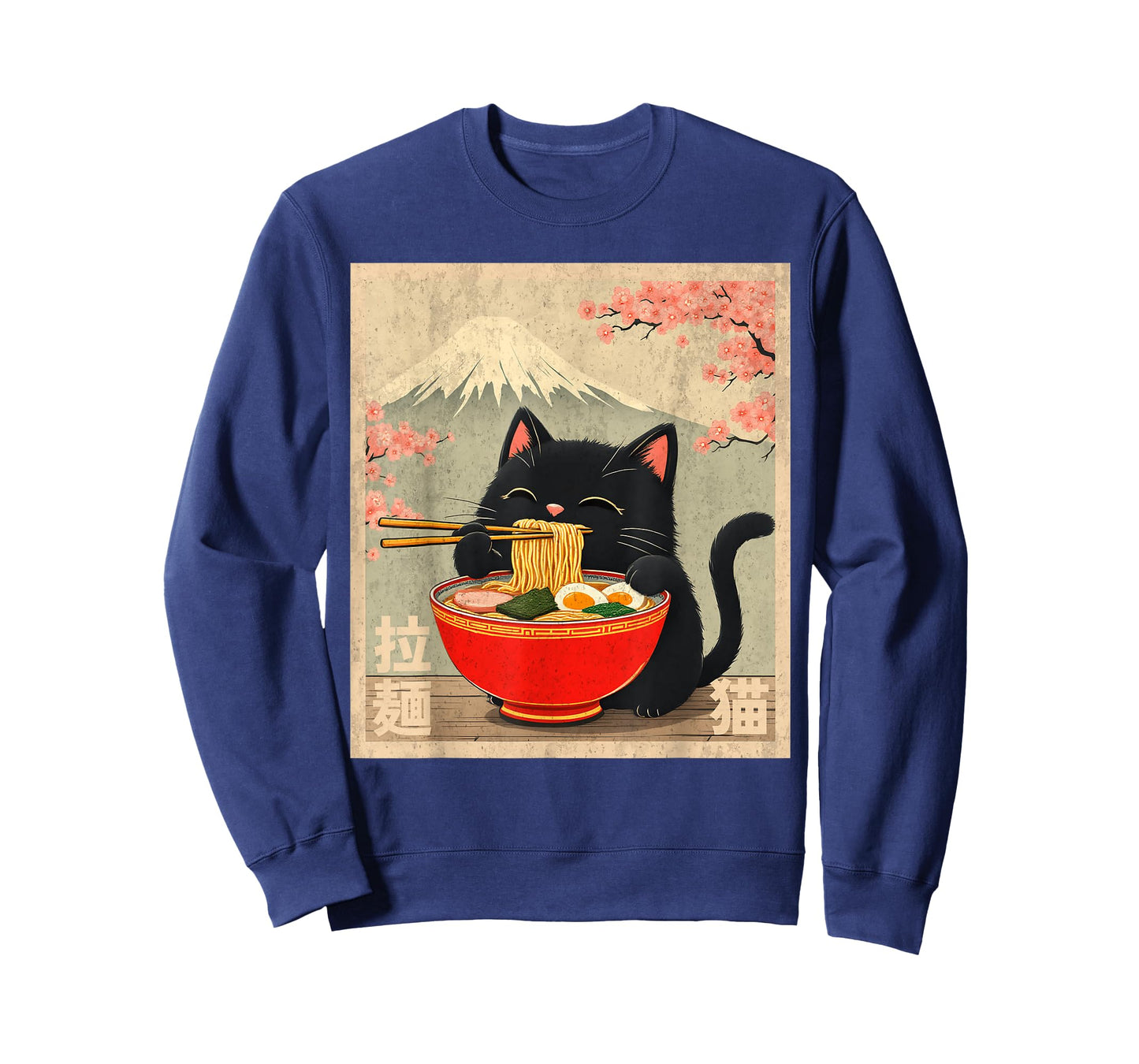 Cute Cat Eating Ramen Anime Shirts Unisex Anime Cat Eating Ramen T-Shirt Black Small