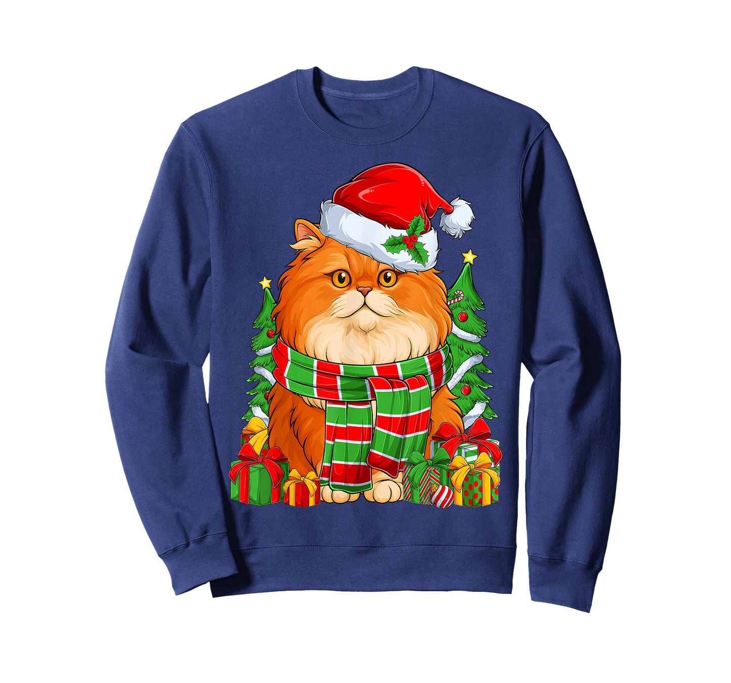 Persian Cat & Santa Hat Merry Christmas Pajamas Xmas Kids T-Shirt