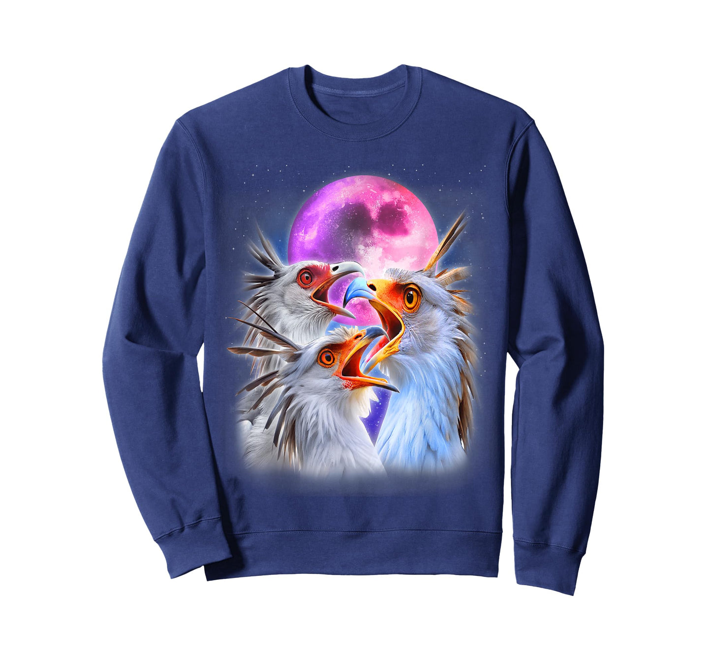 3 Secretary Bird Howling At The Moon Funny Bird Lover Birder T-Shirt