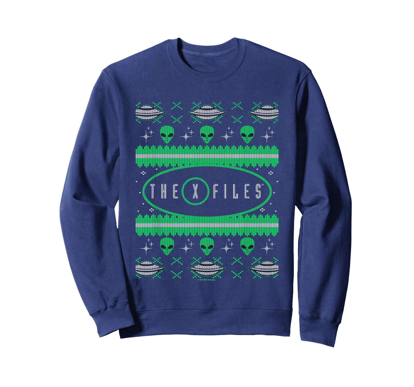 X-Files Christmas Alien UFO Vintage Ugly Sweater Pattern T-Shirt