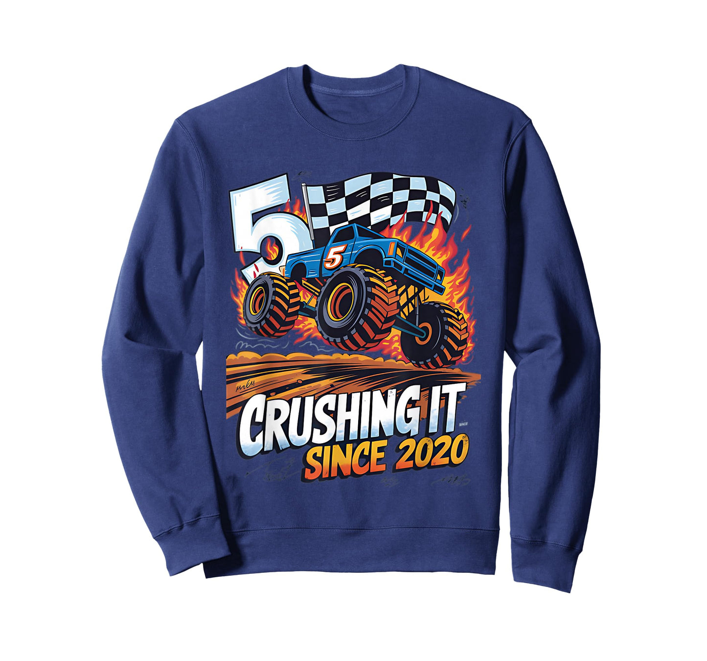 Crushing It Since 2020 5th Birthday Kids Monster Truck T-Shirt