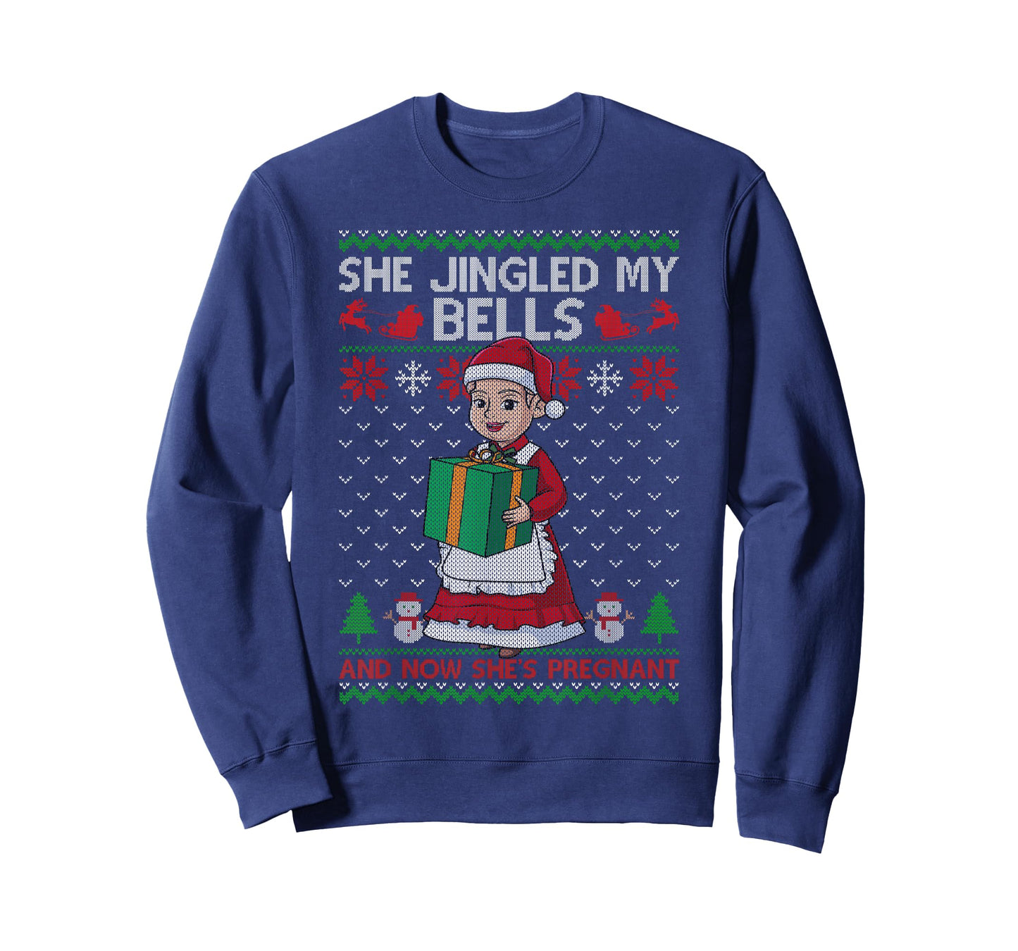 She Jingled My Bells & Now She's Pregnant Ugly Xmas Sweater T-Shirt