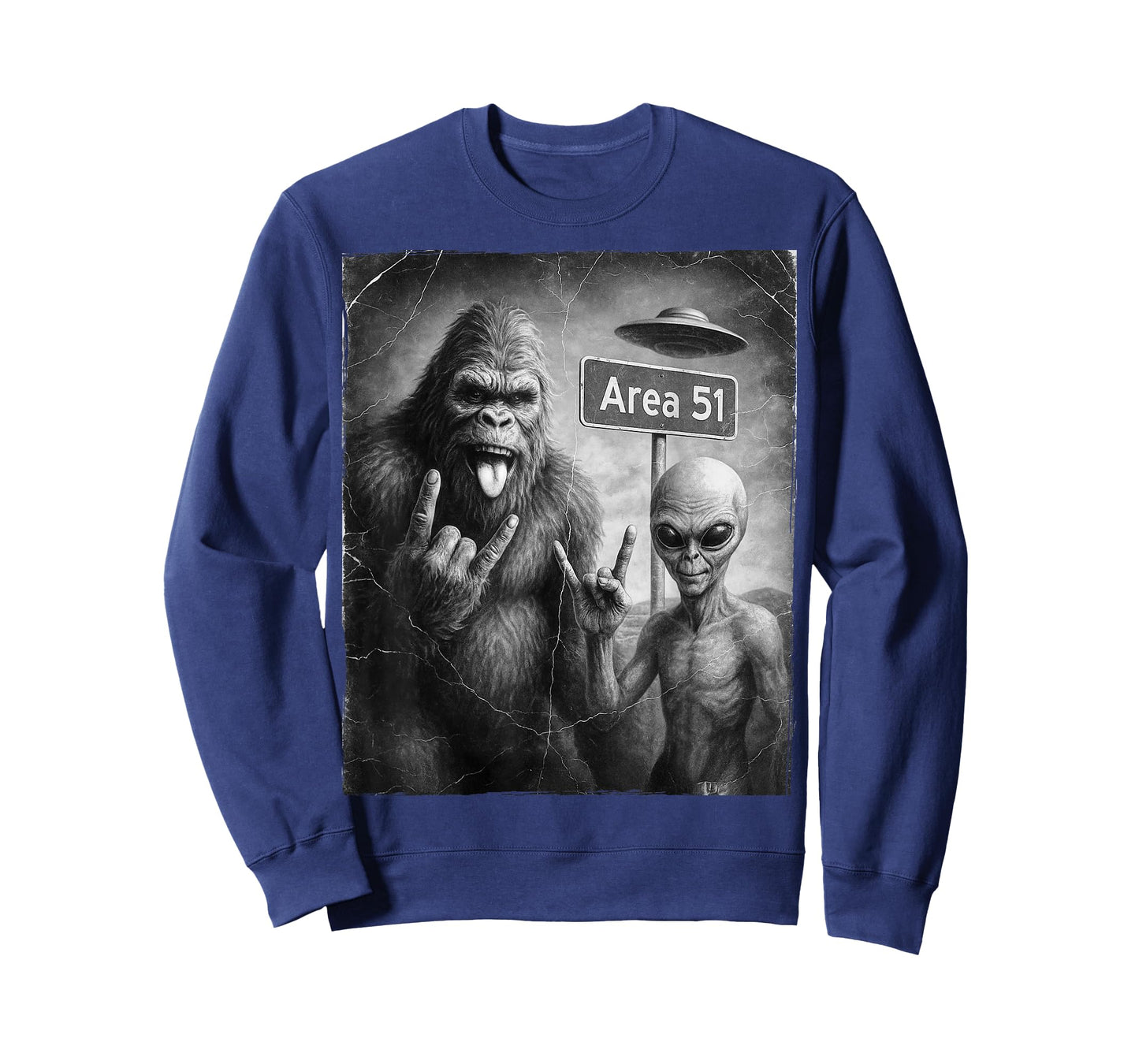 UFO & Rock On Area 51, Bigfoot and Alien Vintage Sasquatch T-Shirt