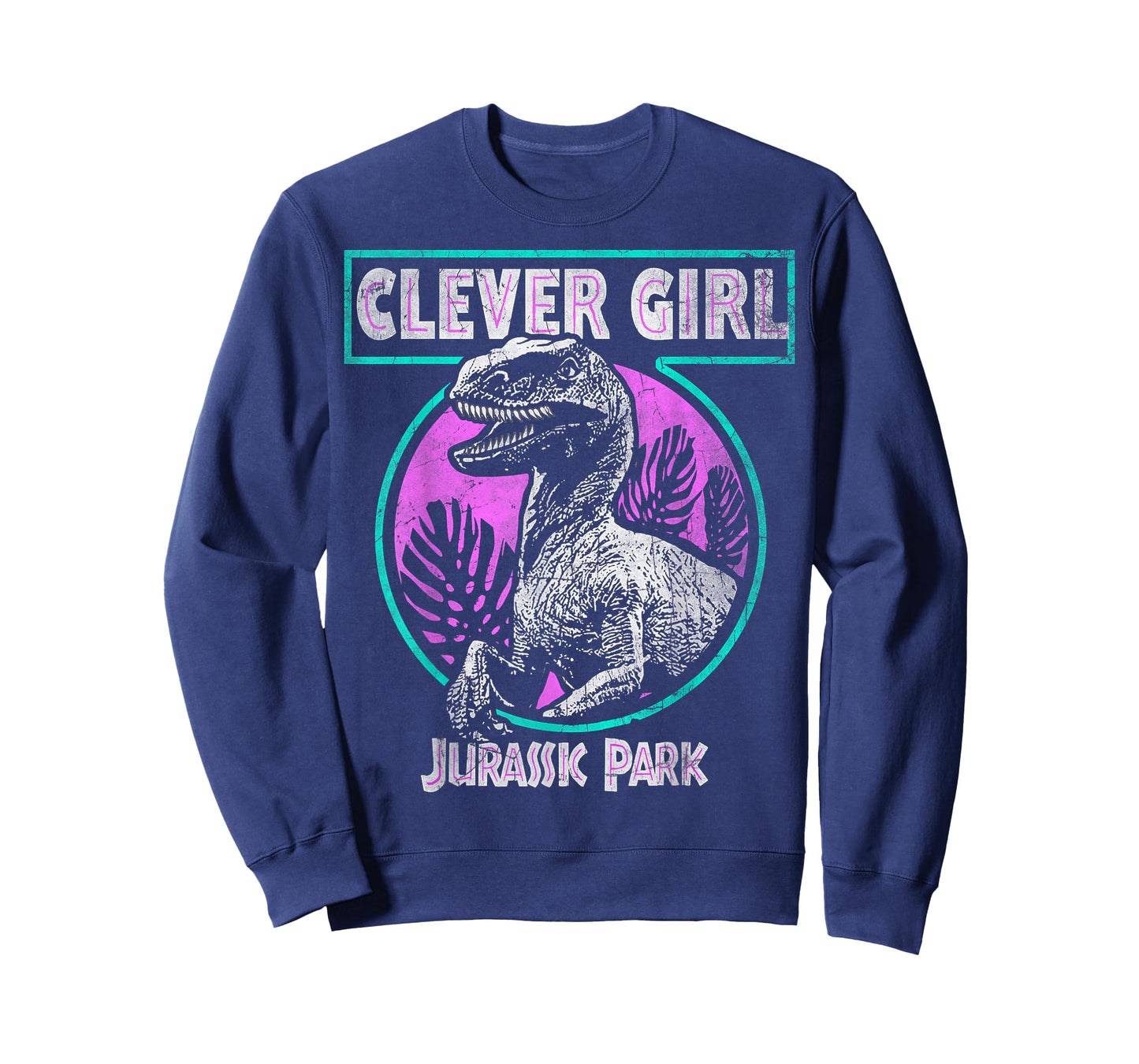 Jurassic Park Distressed Teal Raptor Clever Girl Short Sleeve T-Shirt