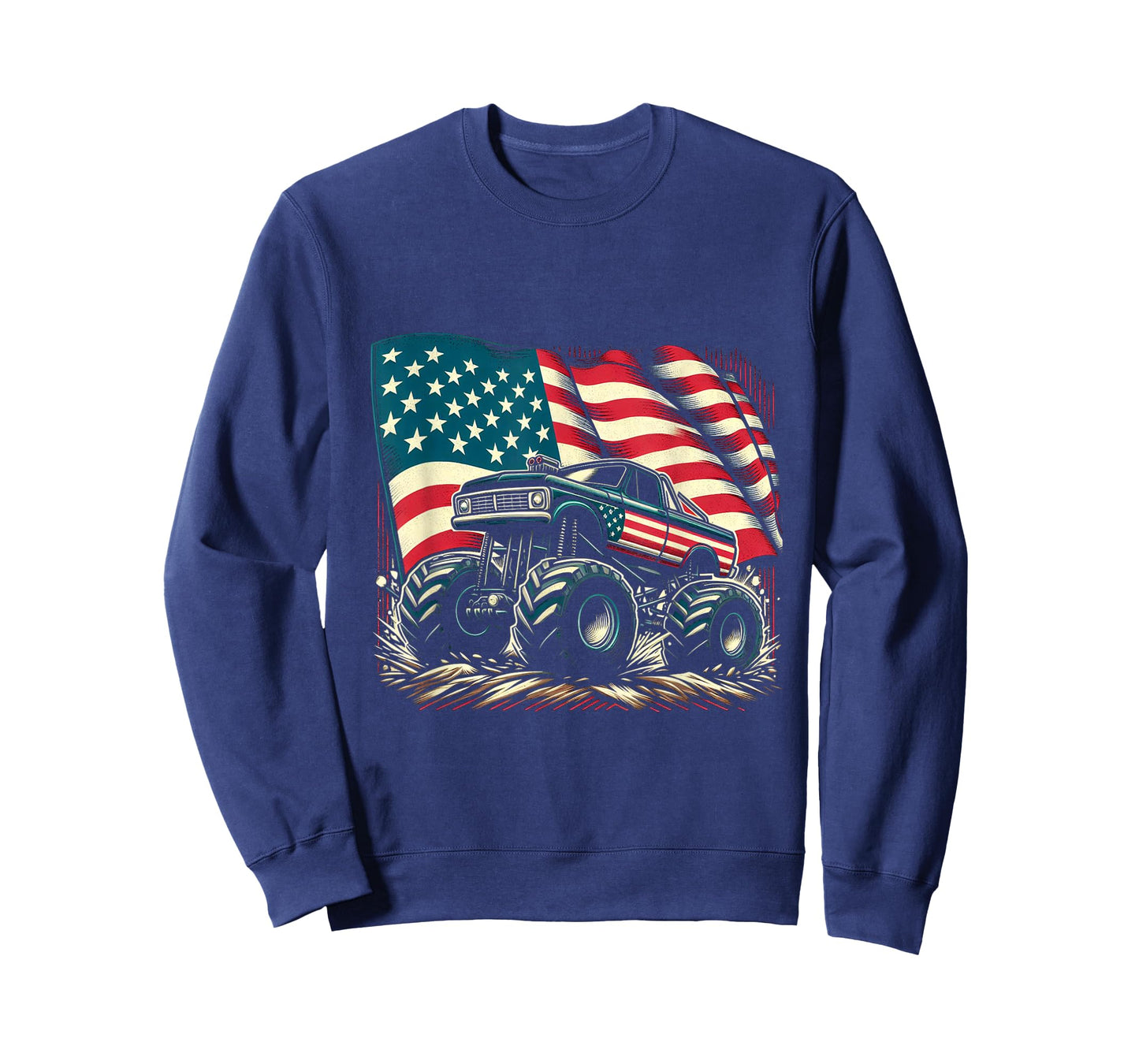 Patriotic USA Monster Truck Adult T-Shirt