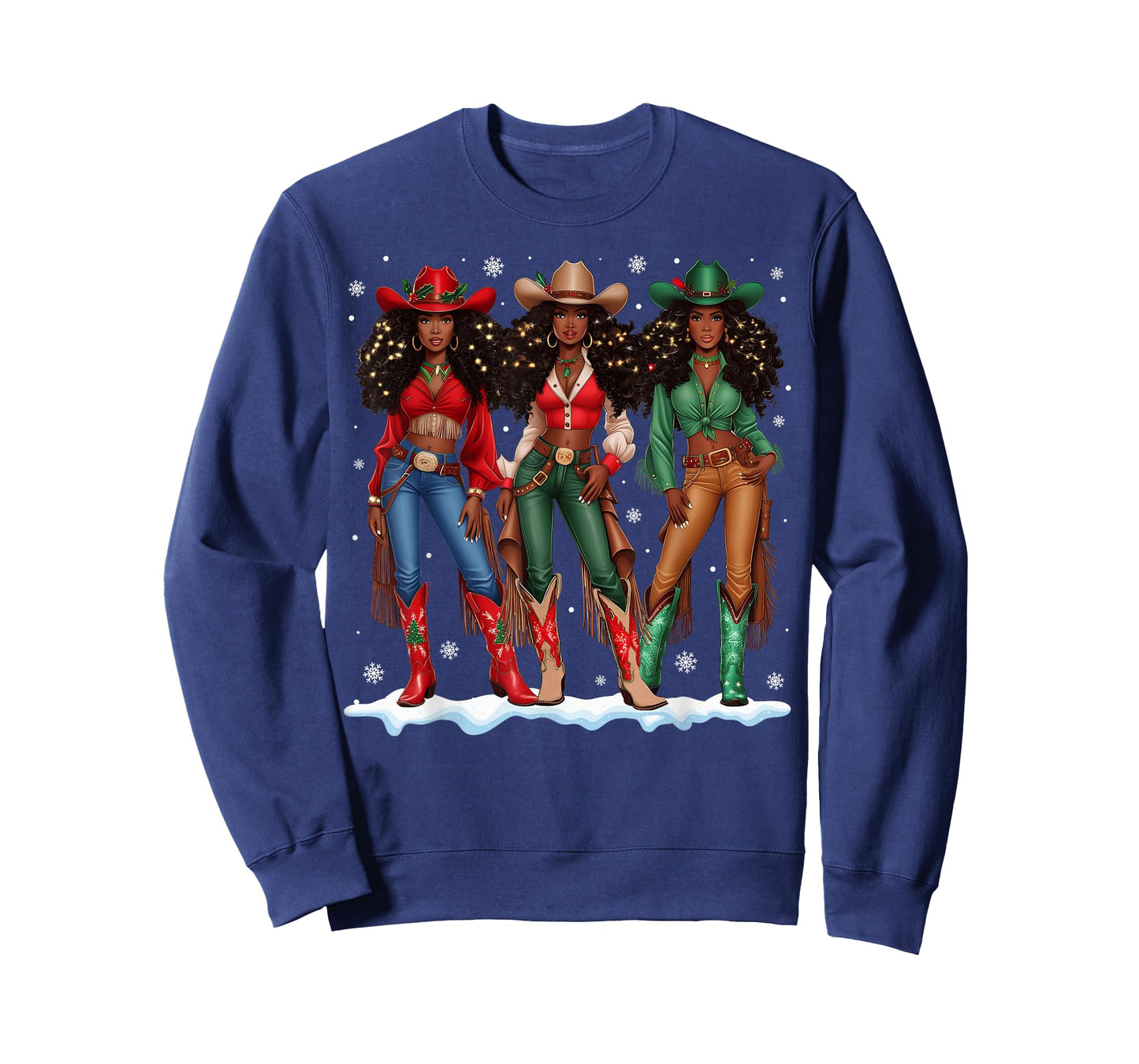 Howdy Retro Western Black Cowgirl African Merry Christmas T-Shirt