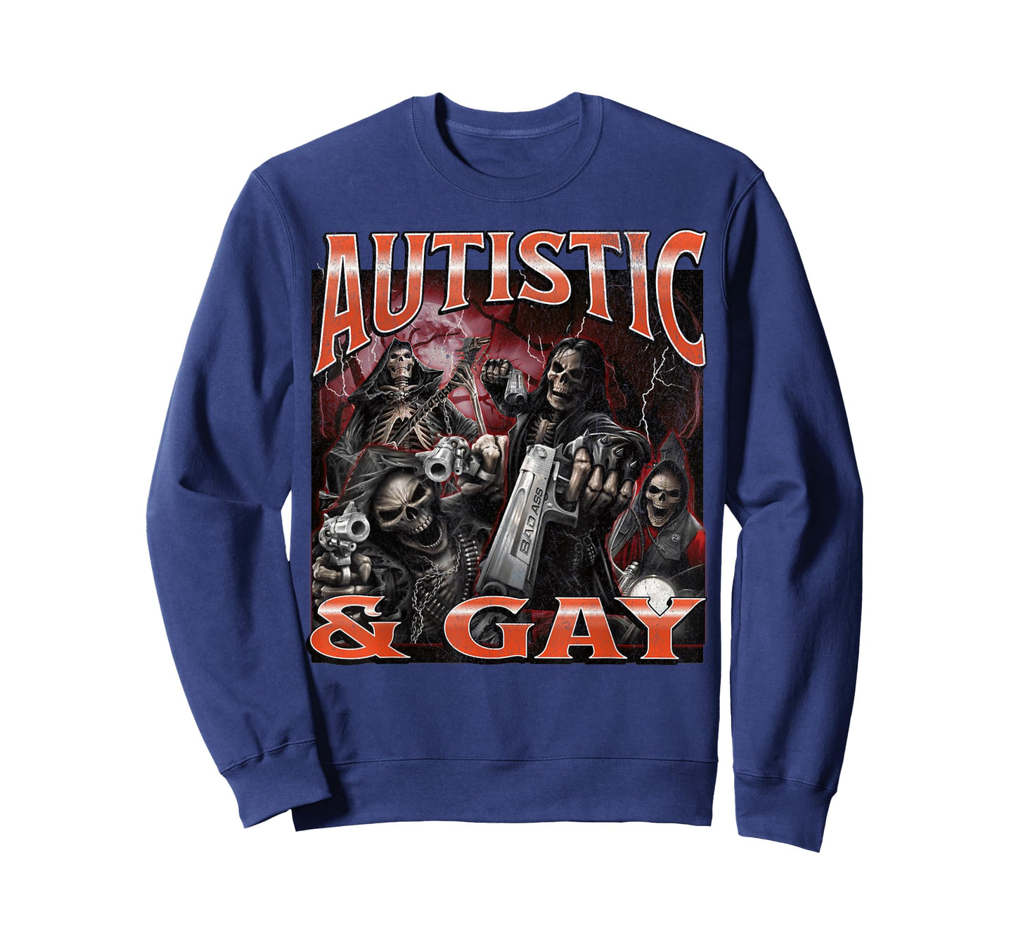 Autistic And Gay Funny Hard Skeleton Meme Bootleg T-Shirt