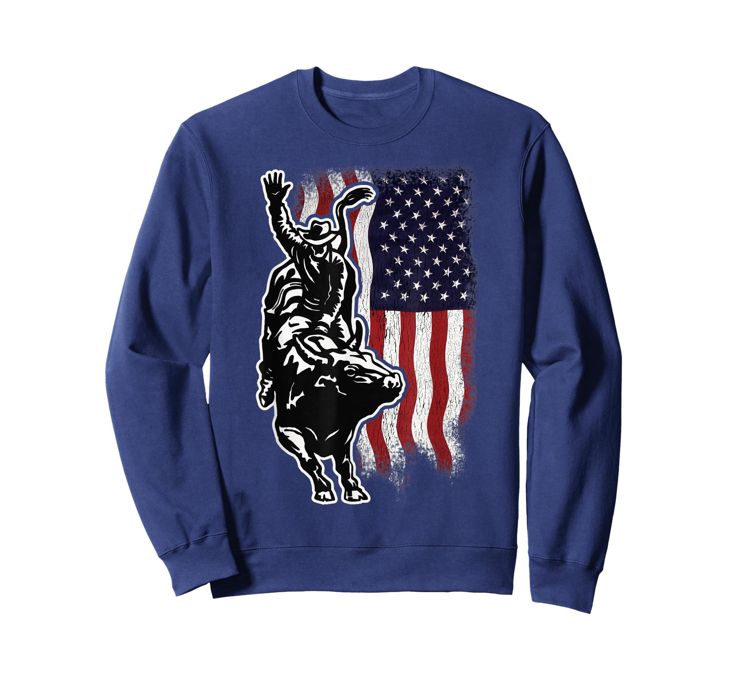 American Flag Bull Riding Cowboy 4th of July Patriotic Rodeo T-Shirt Small