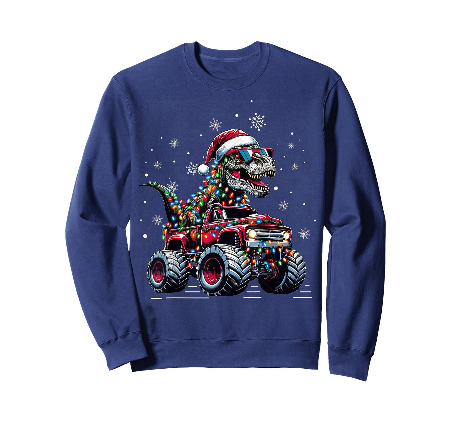 Monster Truck Dinosaur TRex Christmas Boys Kids T-Shirt