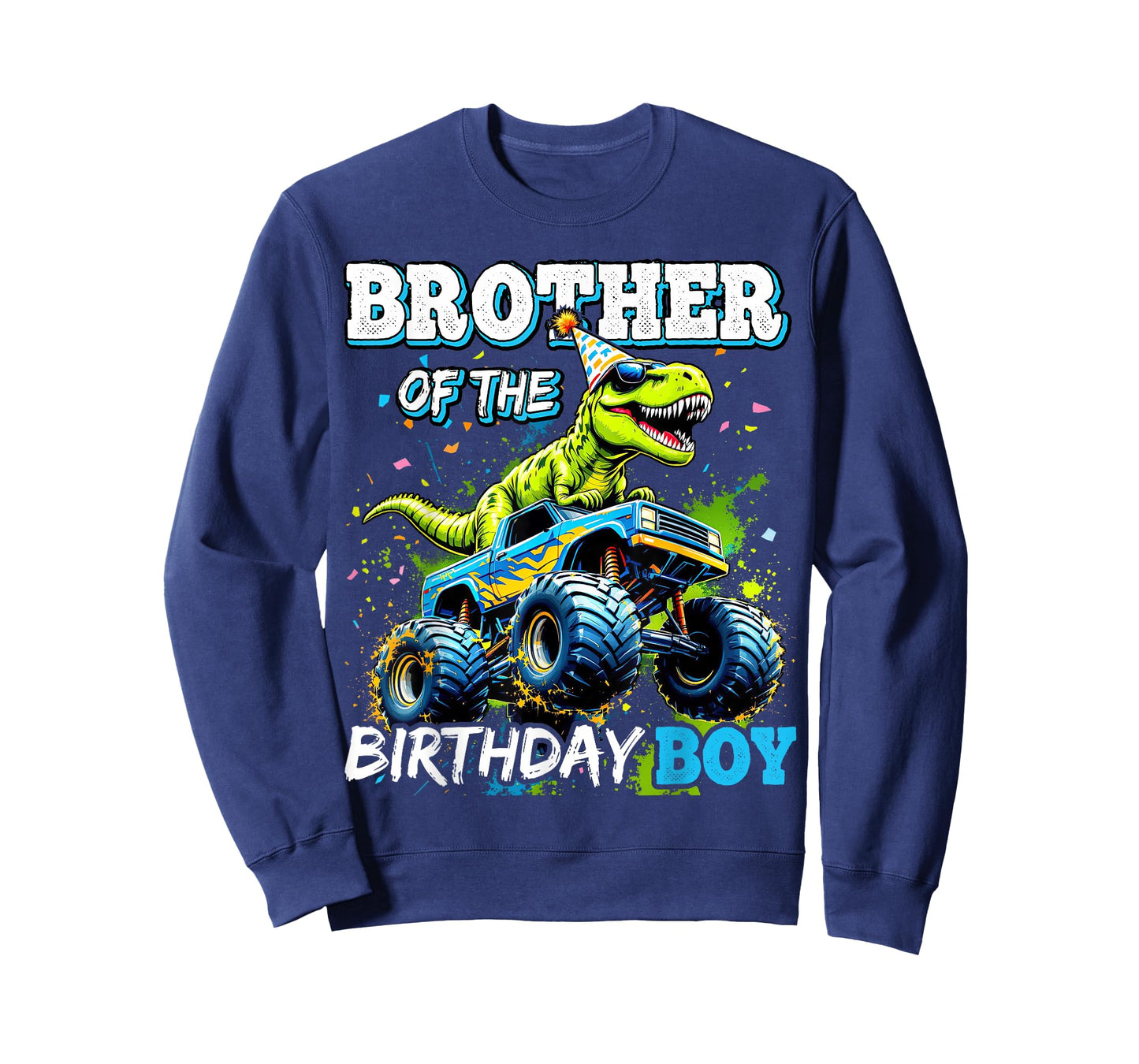 Brother of the Birthday Boy Monster Truck Dinosaur Party T-Shirt