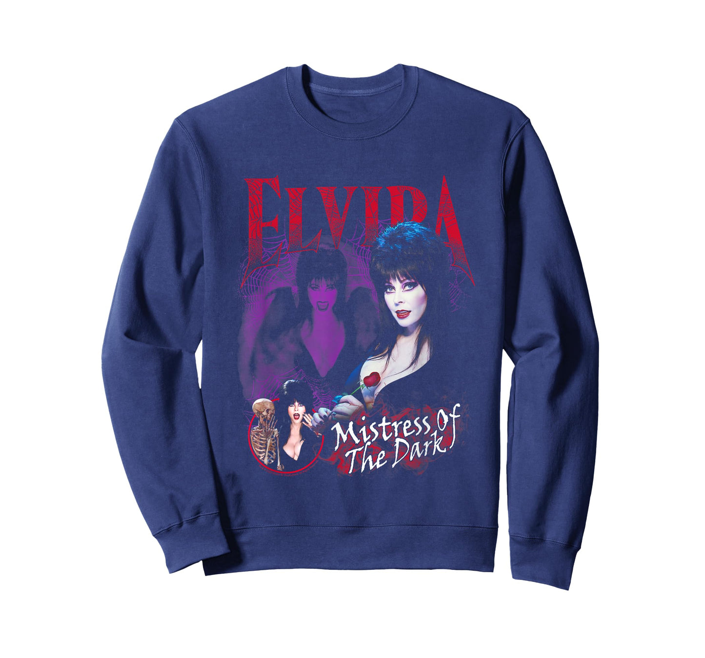 Elvira, Mistress of The Dark Purple and Red Graphic T-Shirt Small
