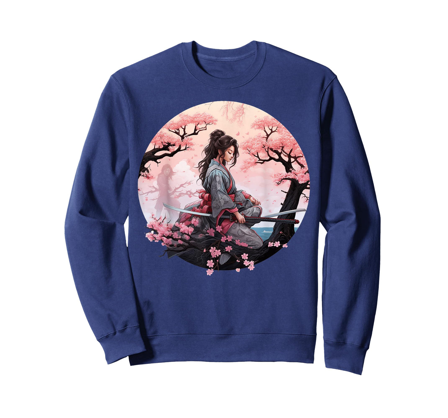 Japanese Samurai Girl Vintage Retro Sakura Cherry Blossom T-Shirt