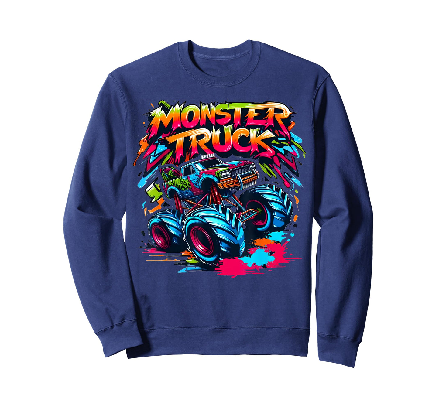 Monster Truck Retro Colorful Graffiti Toddlers Youth Adults T-Shirt