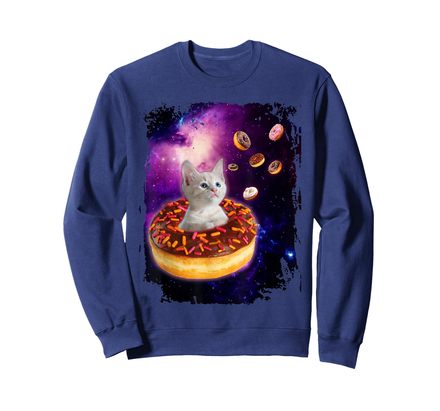 Cute Cat Inside Donut in Space Boys Girl - Kitty in Space Tee T-Shirt