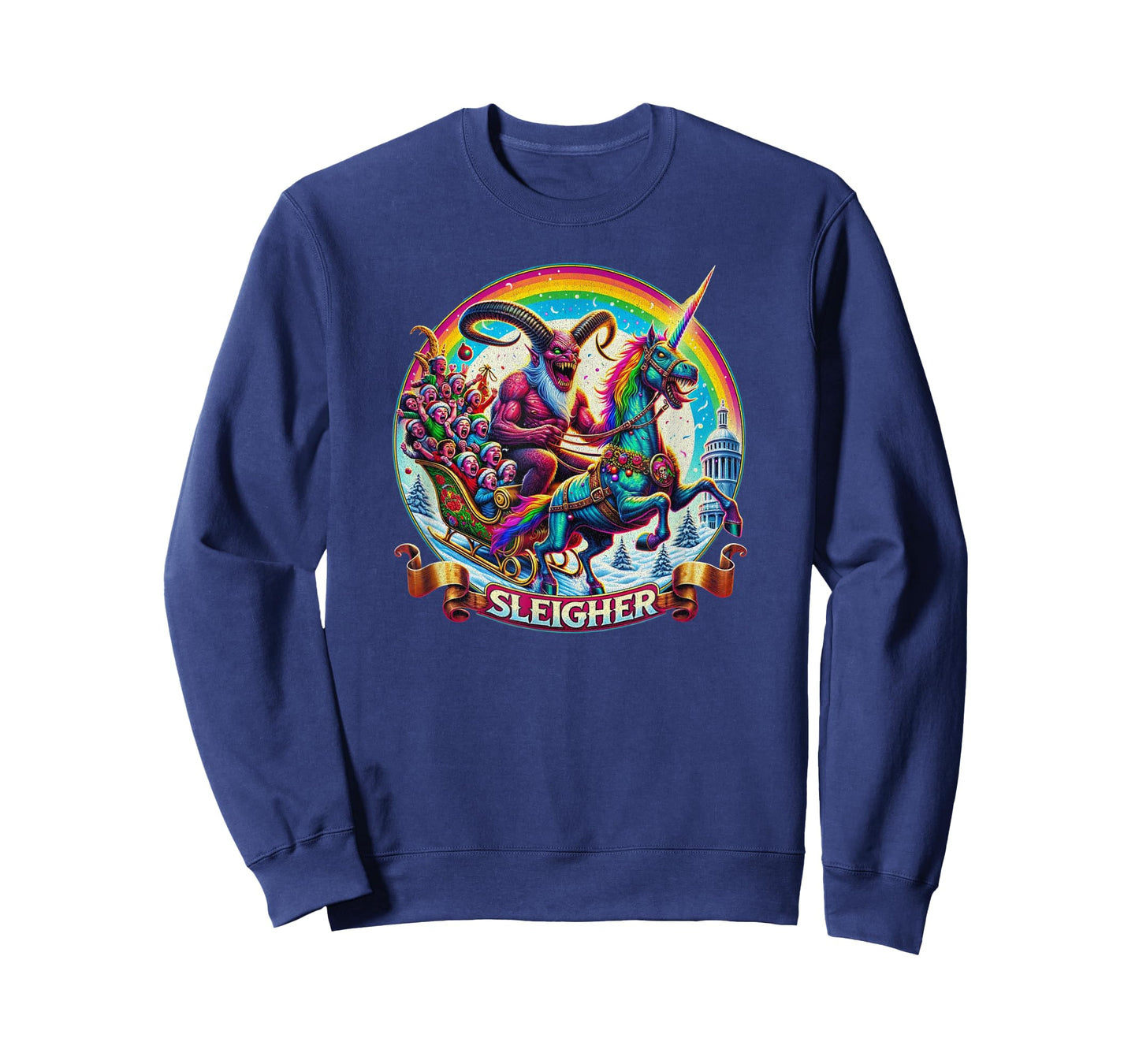 Sleigher Krampus Unicorn Demon Horror Christmas Gothic T-Shirt