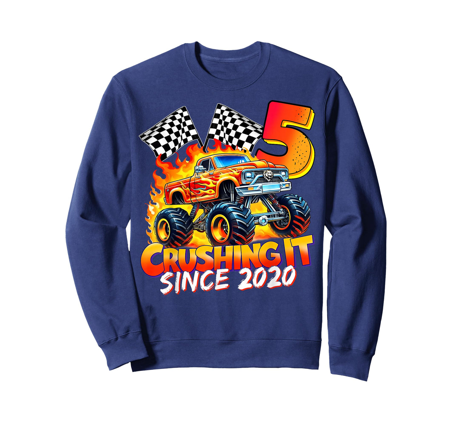 Monster Truck Birthday 5 Year Old Born 2020 5th Party Boys T-Shirt