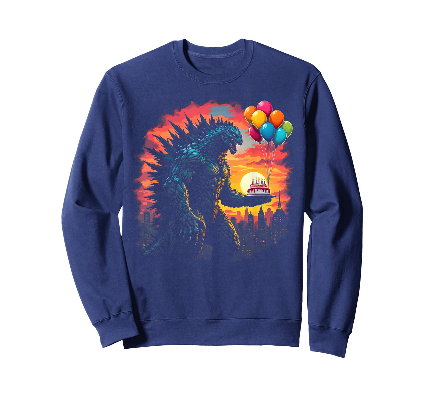 Kaiju Balloon And Cake Funny Japanese Monster Lover Birthday T-Shirt