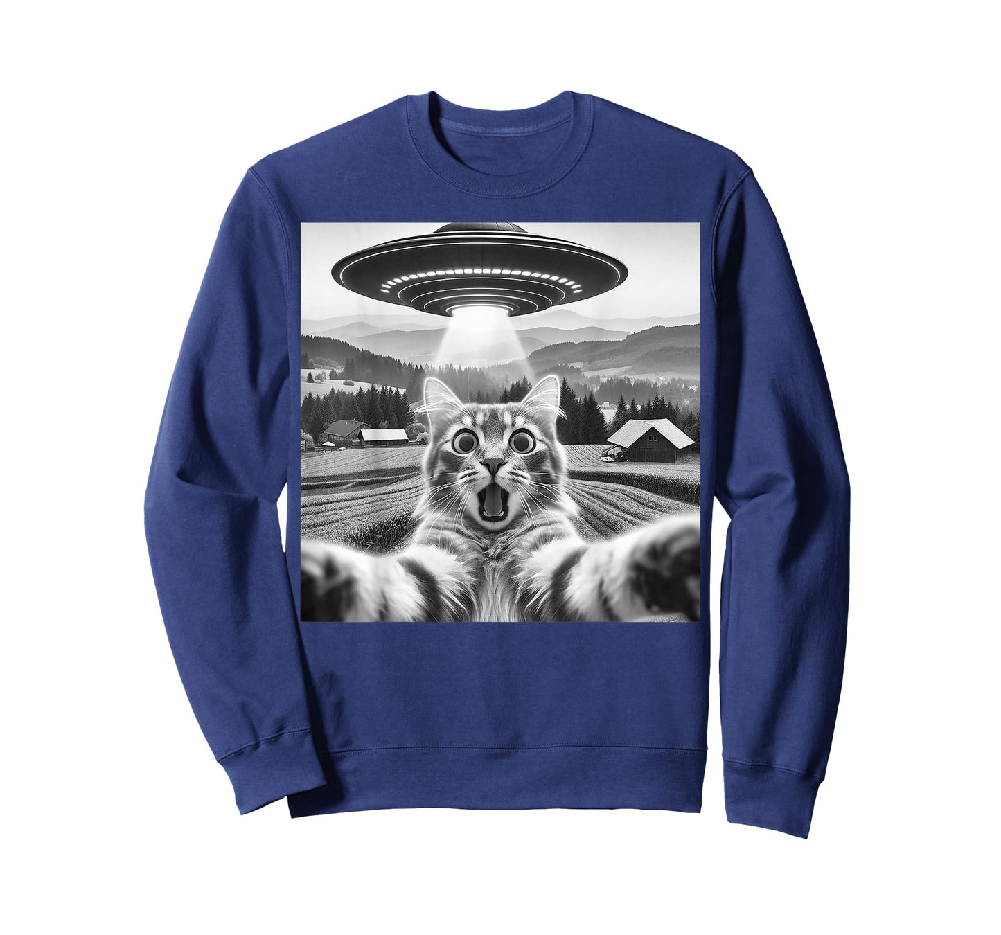 Cat Selfie With Alien UFO Funny Cat Gifts For Men Women Kid T-Shirt