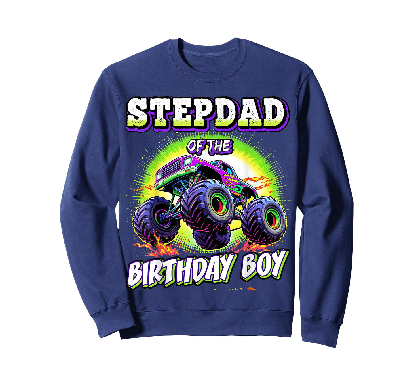 Stepdad of the Birthday Boy Monster Truck Birthday Novelty T-Shirt