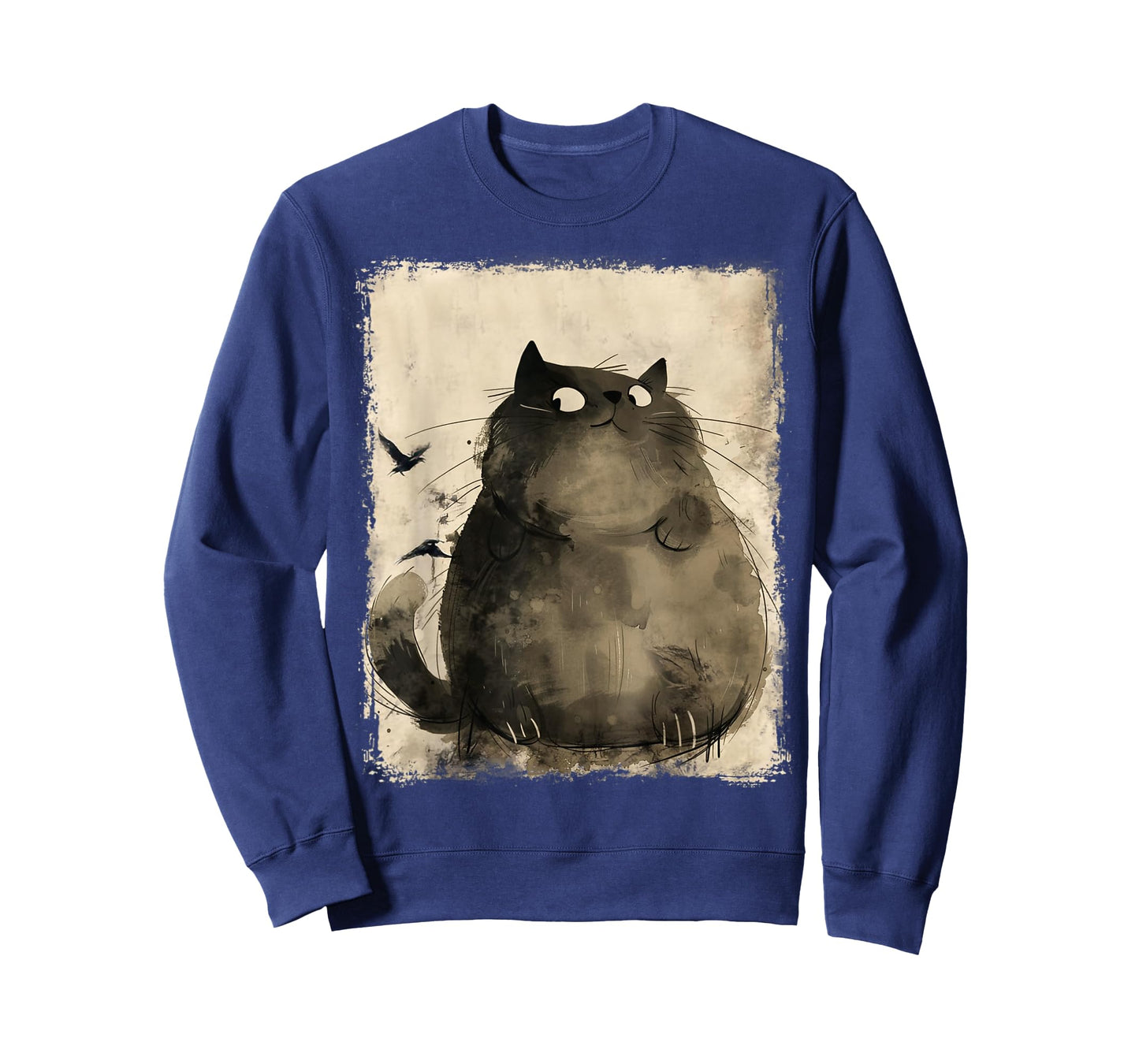 Funny Japanese Fat Black Cat Art Anime Vintage Black Cat T-Shirt