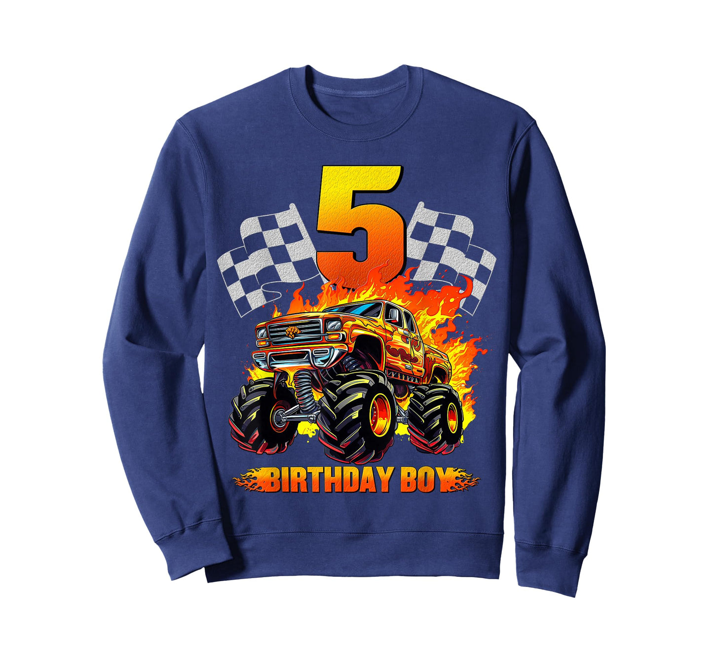 5 Year Old Birthday Monster Truck 5th Birthday Boy Kids T-Shirt