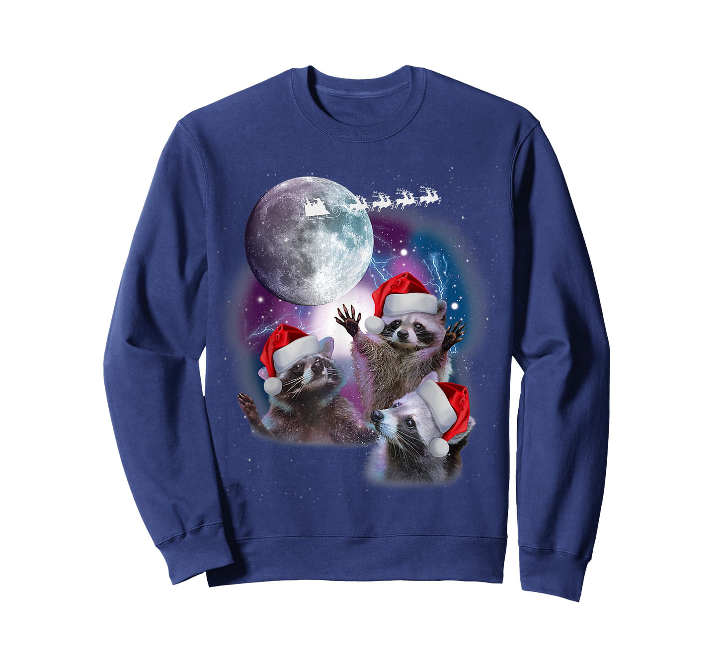 3 Racoon Moon Howling Christmas Santa Racoon Lover Men Women T-Shirt
