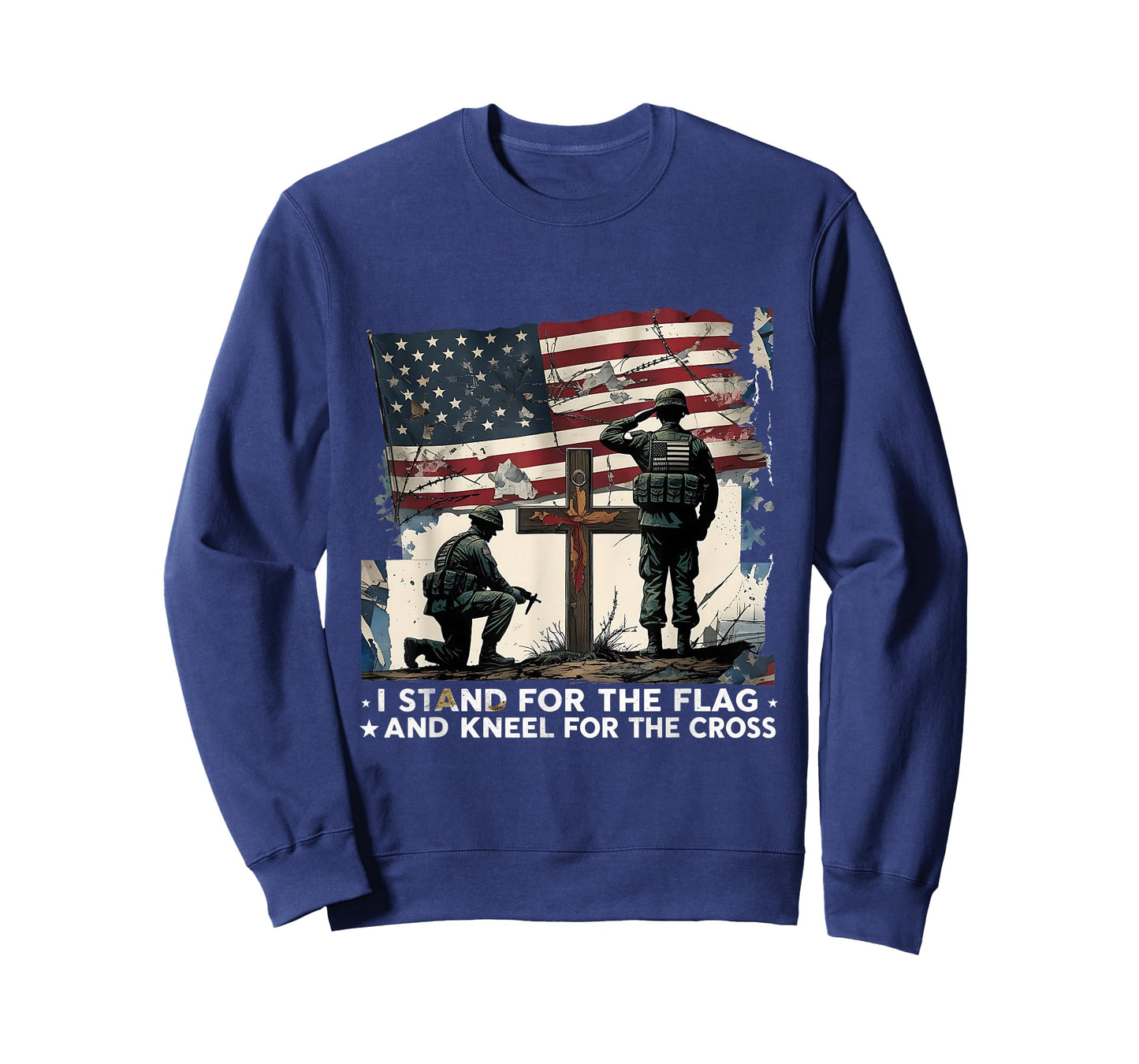 I Stand for The Flag Kneel Cross American Christian Veteran T-Shirt