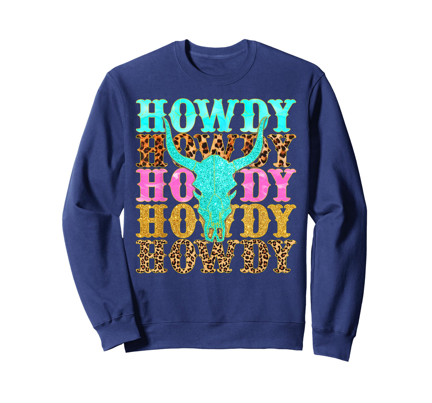 Western Country Leopard Howdy Bull Skull Cowgirl Rodeo T-Shirt