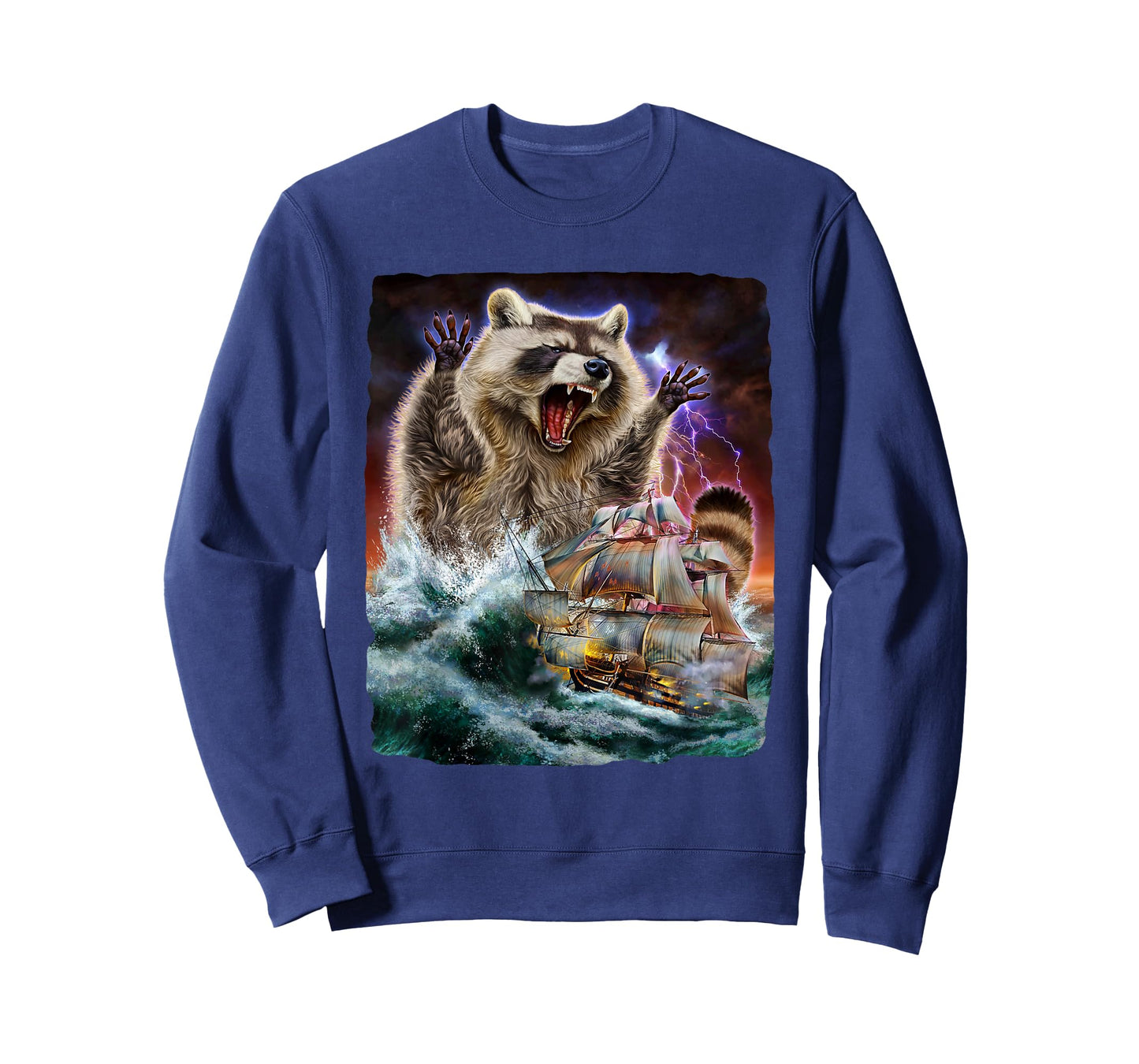 Monster Raccoon as Kraken Attack a War Ship at High Seas T-Shirt