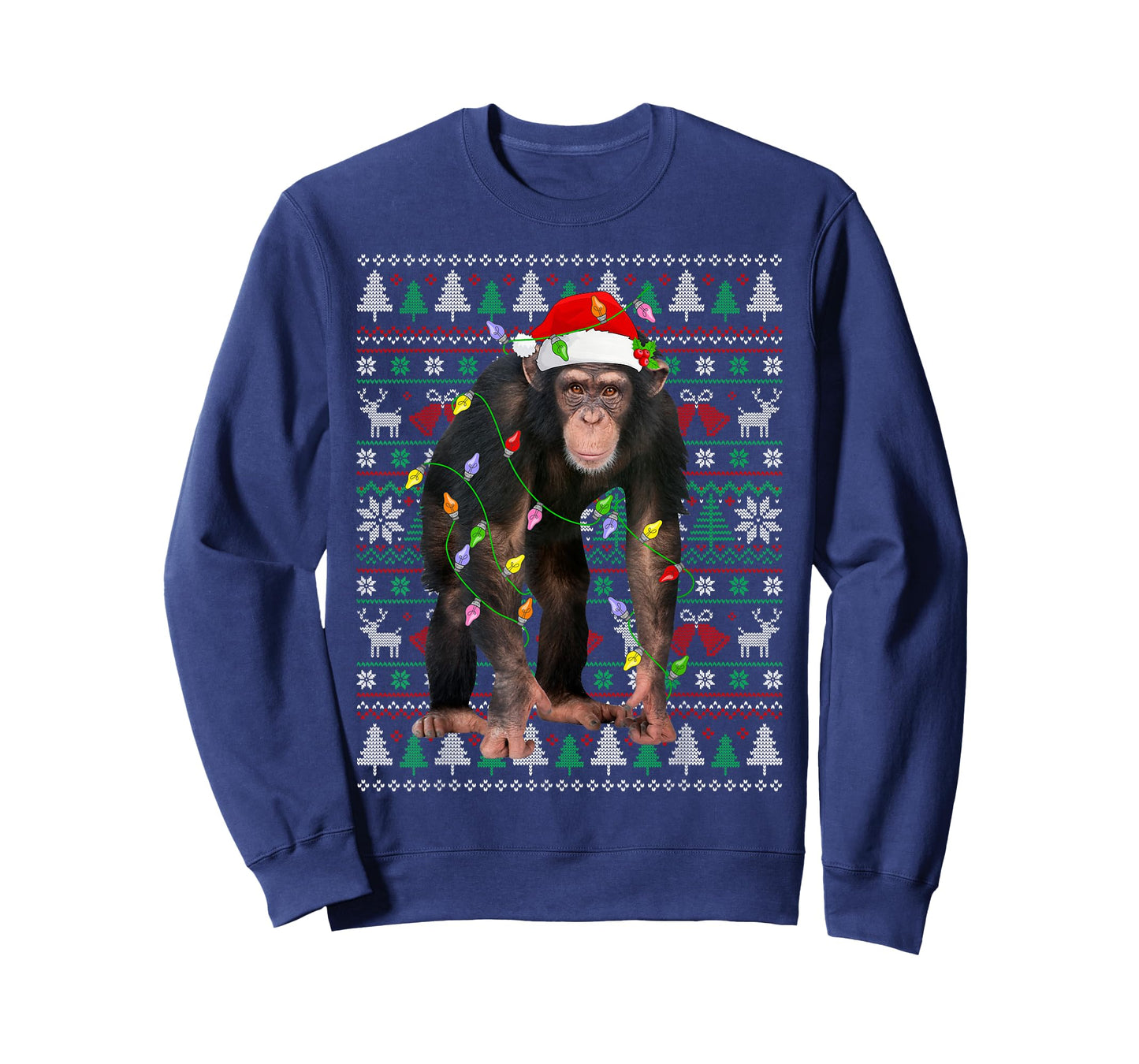 Chimpanzee Christmas Sweater Santa Hat Ugly Xmas Pajama T-Shirt