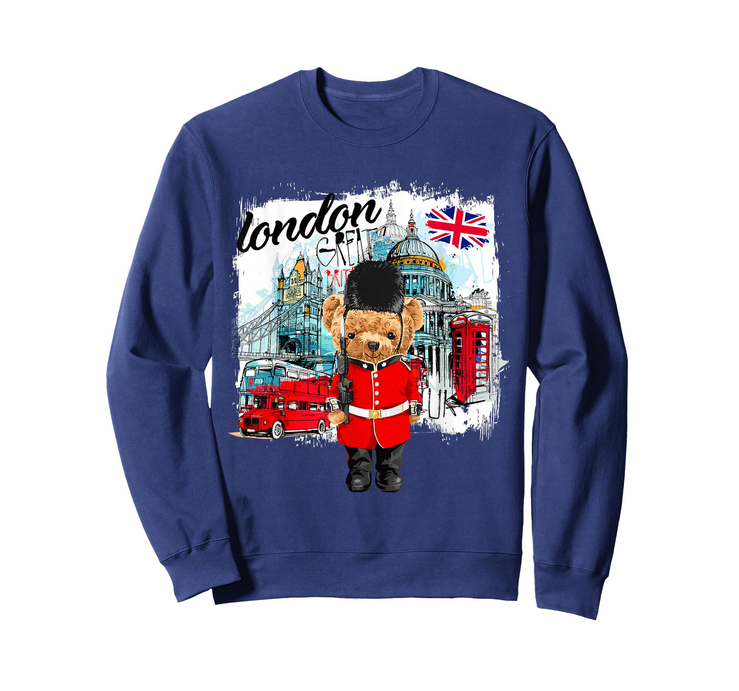 London Teddy Bear Queen Guard Illustration Graphic Cartoon T-Shirt