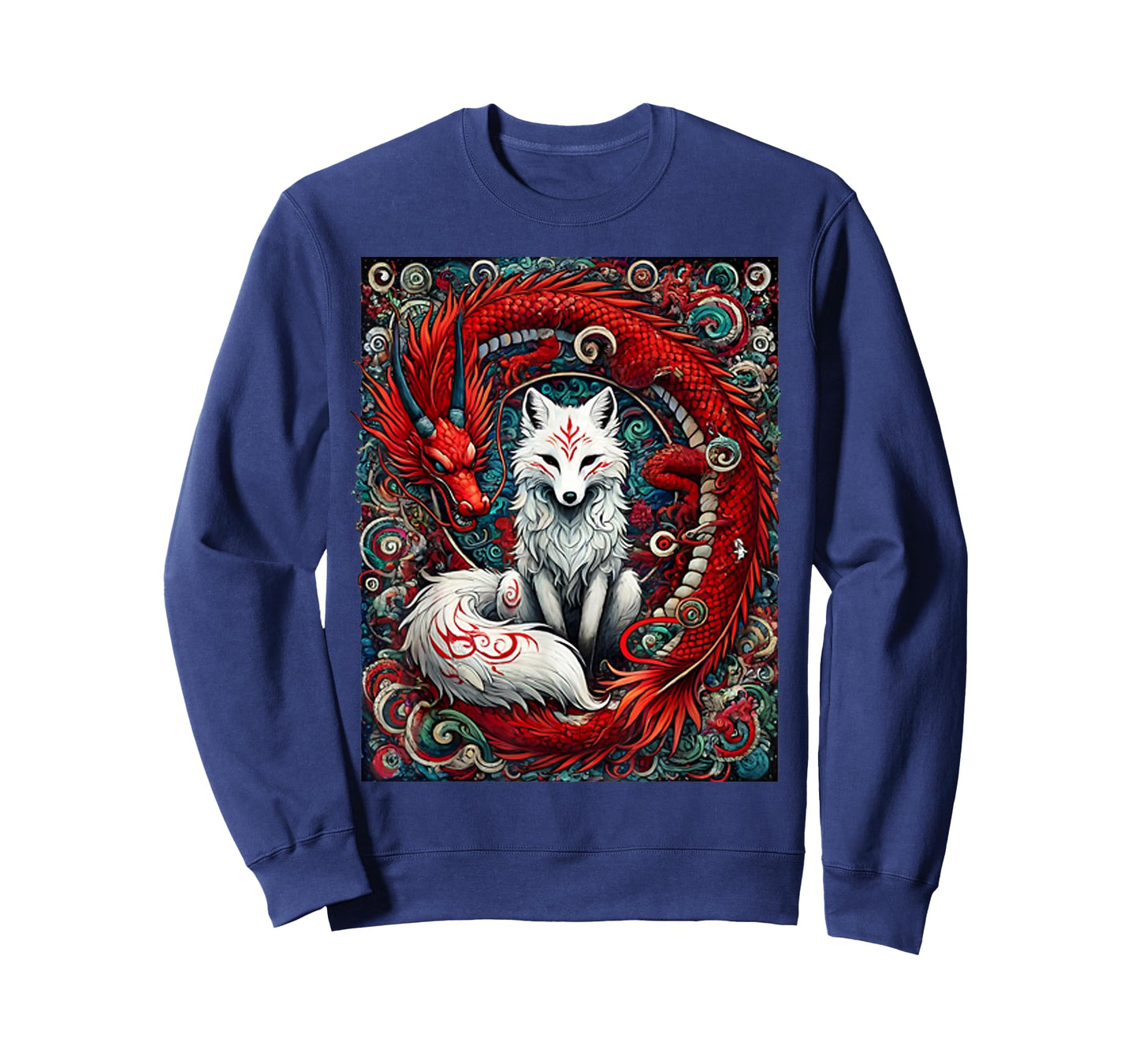 Japanese Mystical Nine-Tailed Fox Kitsune Dragon Foxes T-Shirt