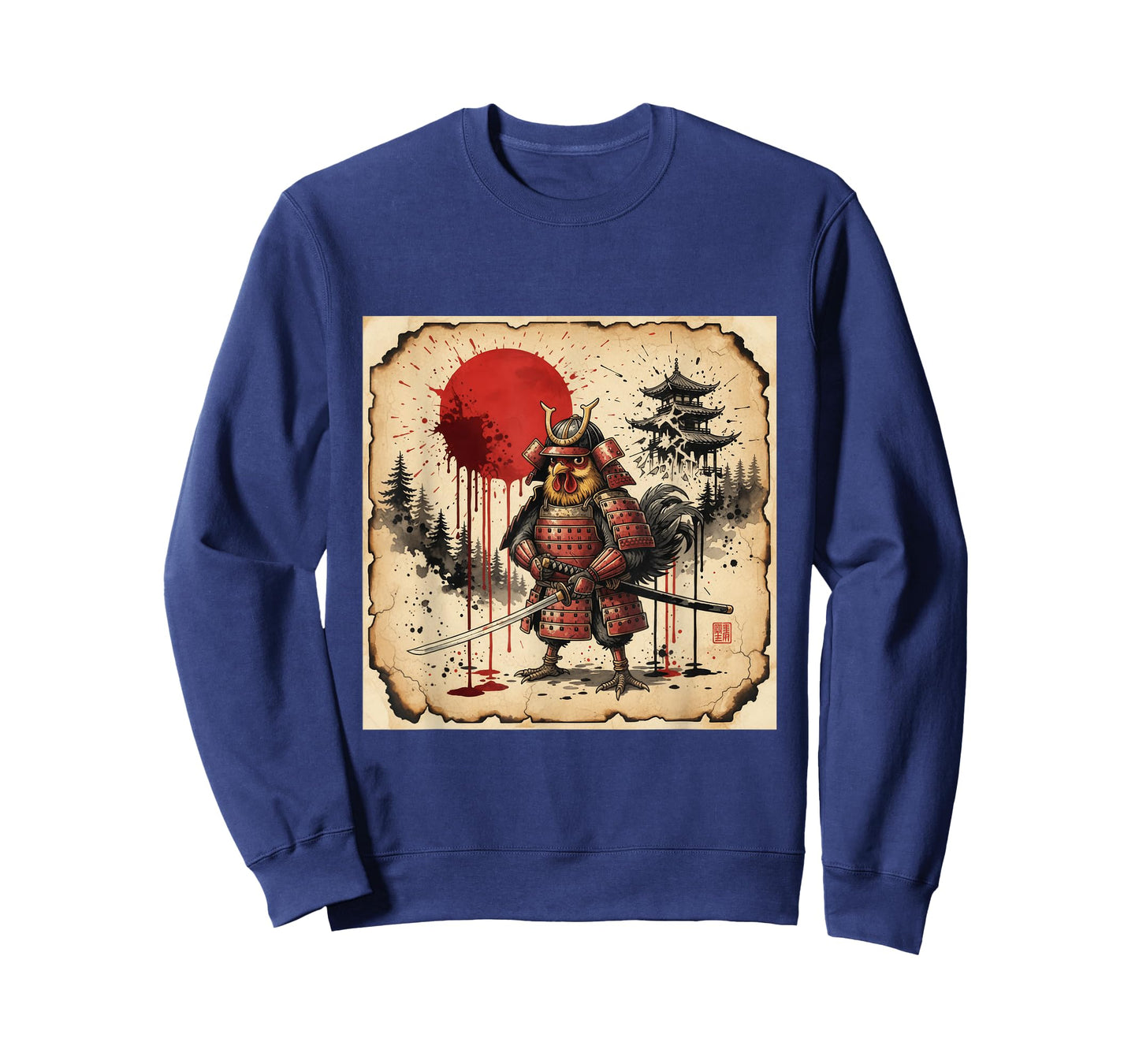 Samurai Rooster Chicken Warrior Japanese Parody Art T-Shirt
