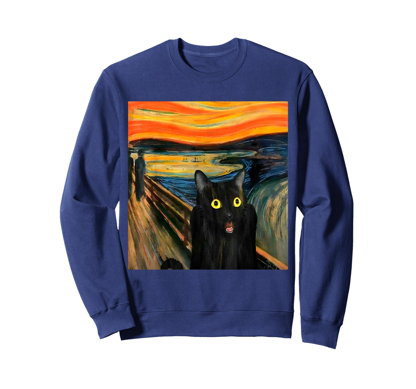 The Scream Black Cat by Munch Edvard Famous Painting Funny T-Shirt