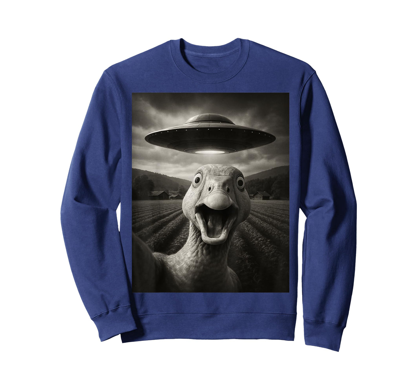 Goose Selfie with Alien UFO Funny Goose for Men Women Kid T-Shirt