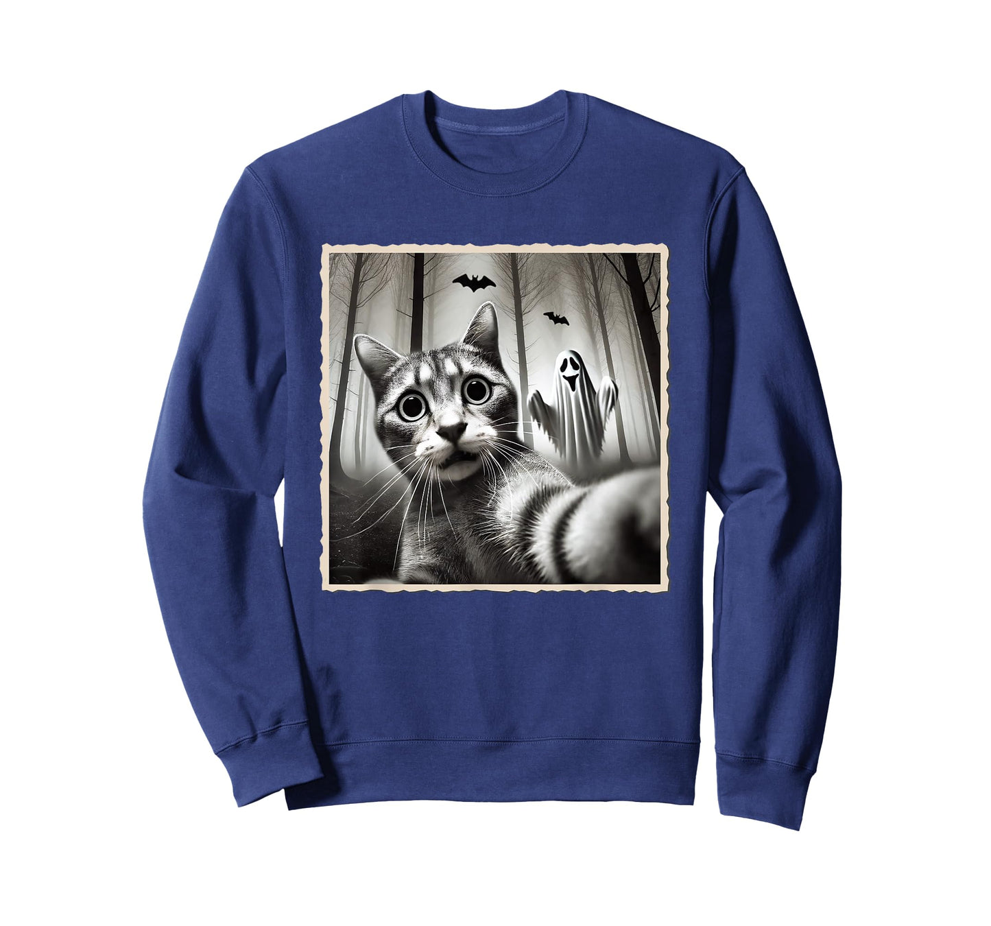 Halloween Cat Selfie With Ghost | Funny Halloween & Spooky T-Shirt