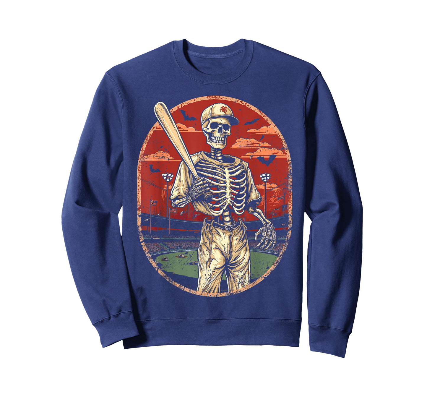 Spooky Creepy Vintage Baseball Skeleton Halloween Men Boys T-Shirt