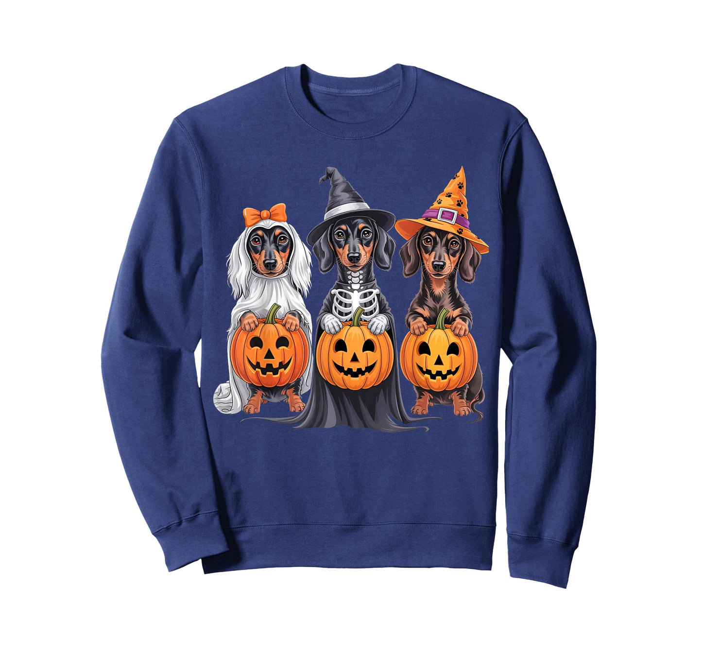 Funny Dachshund Halloween Pumpkin Weenie Dog Skeleton Ghost T-Shirt