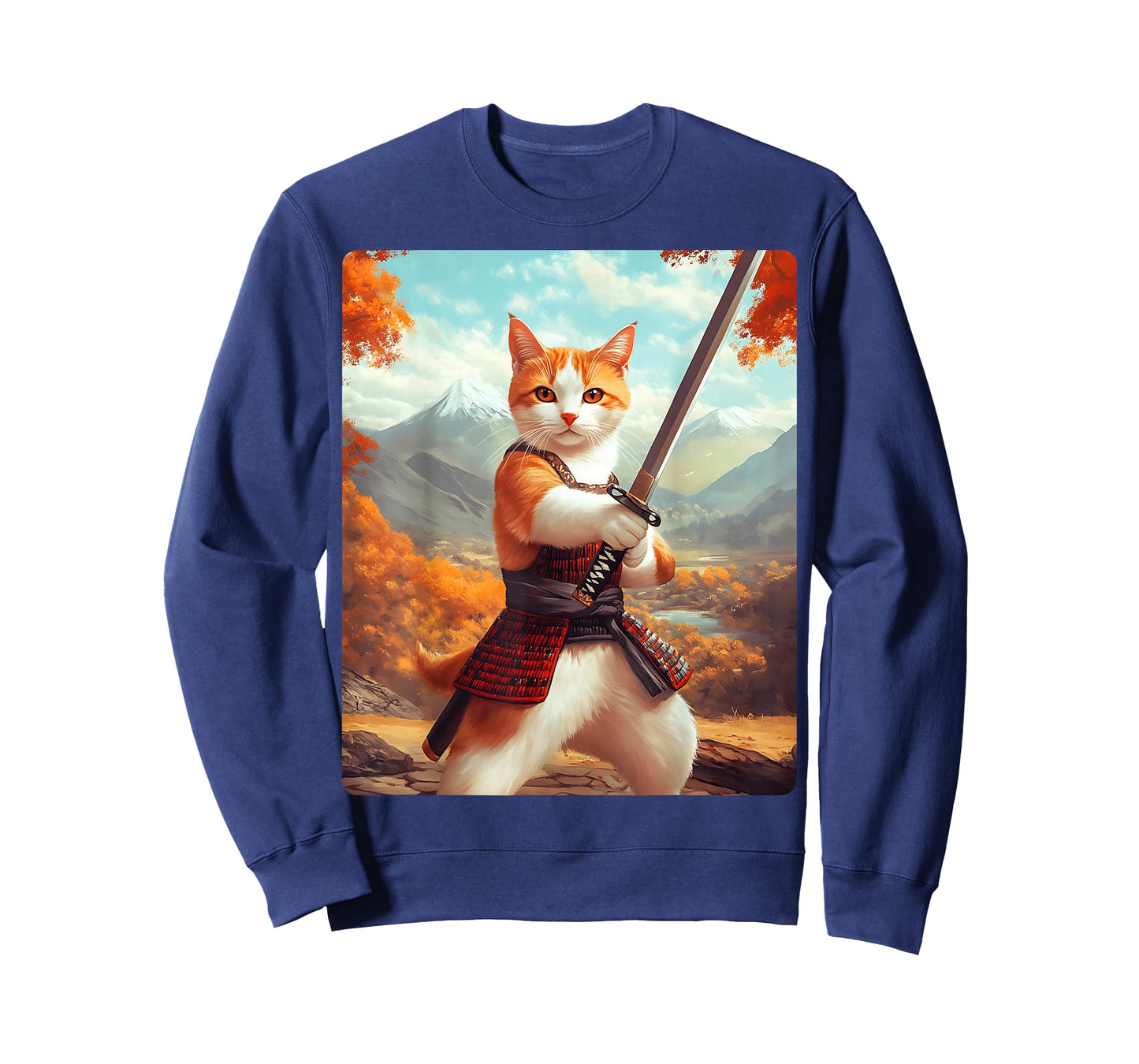 Samurai Cat T-Shirt for Men Women Girls Kids