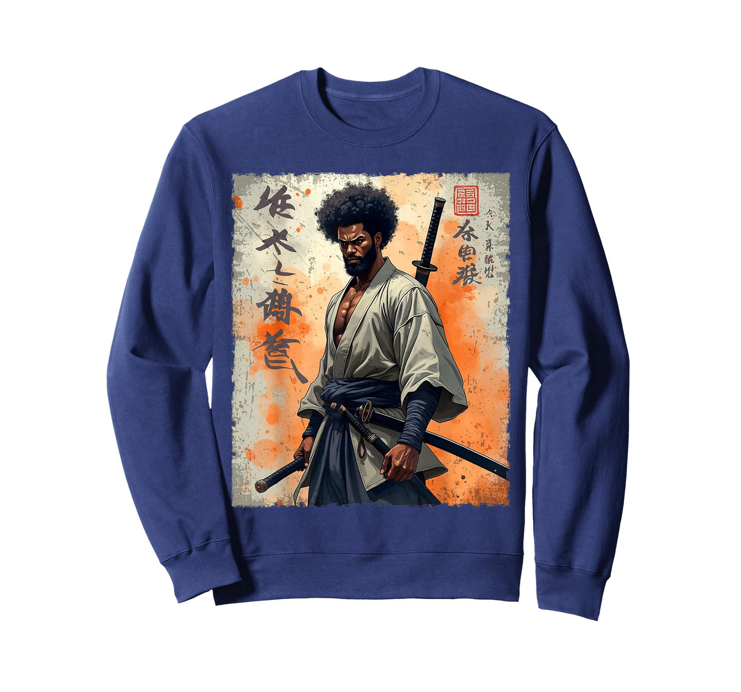 Vintage African Samurai Afro American Bushido Warrior Katana T-Shirt