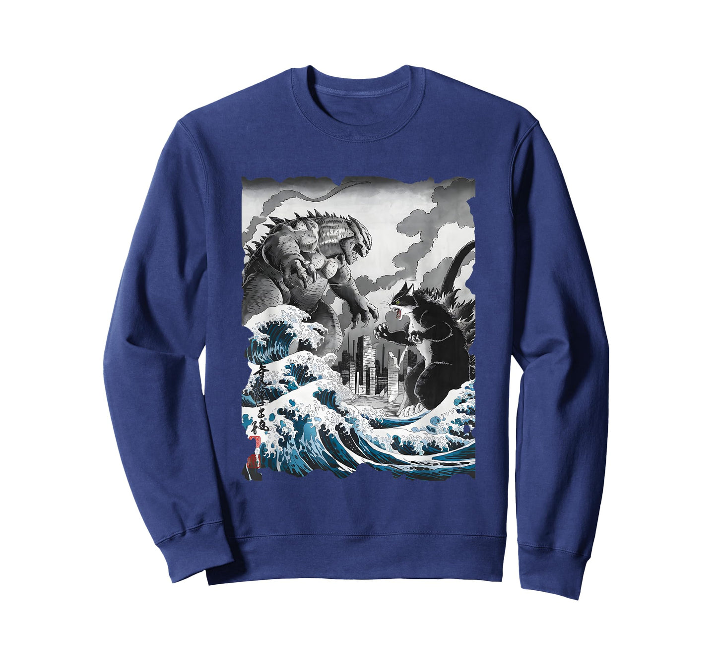 Kaiju Vs. Catzilla Sumi-e - Vintage Kanagawa Japanese Art T-Shirt