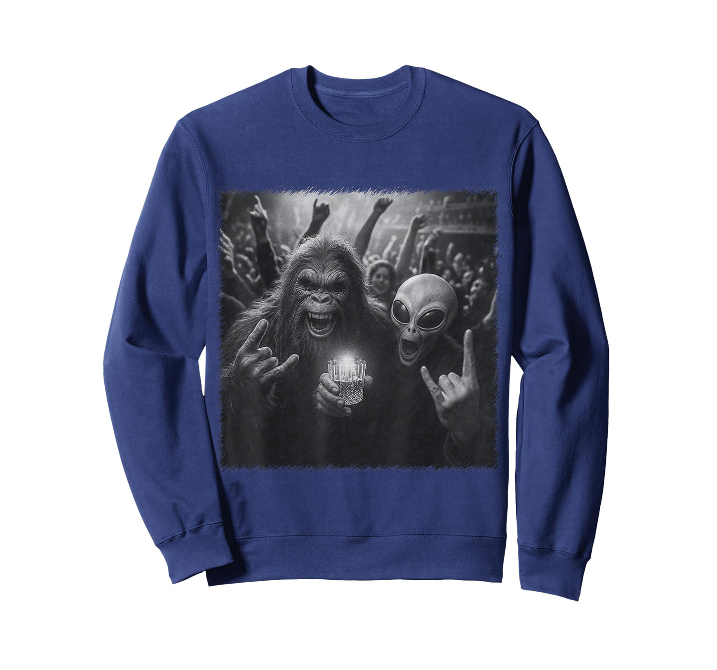 Funny bigfoot and alien party concert rave T-Shirt